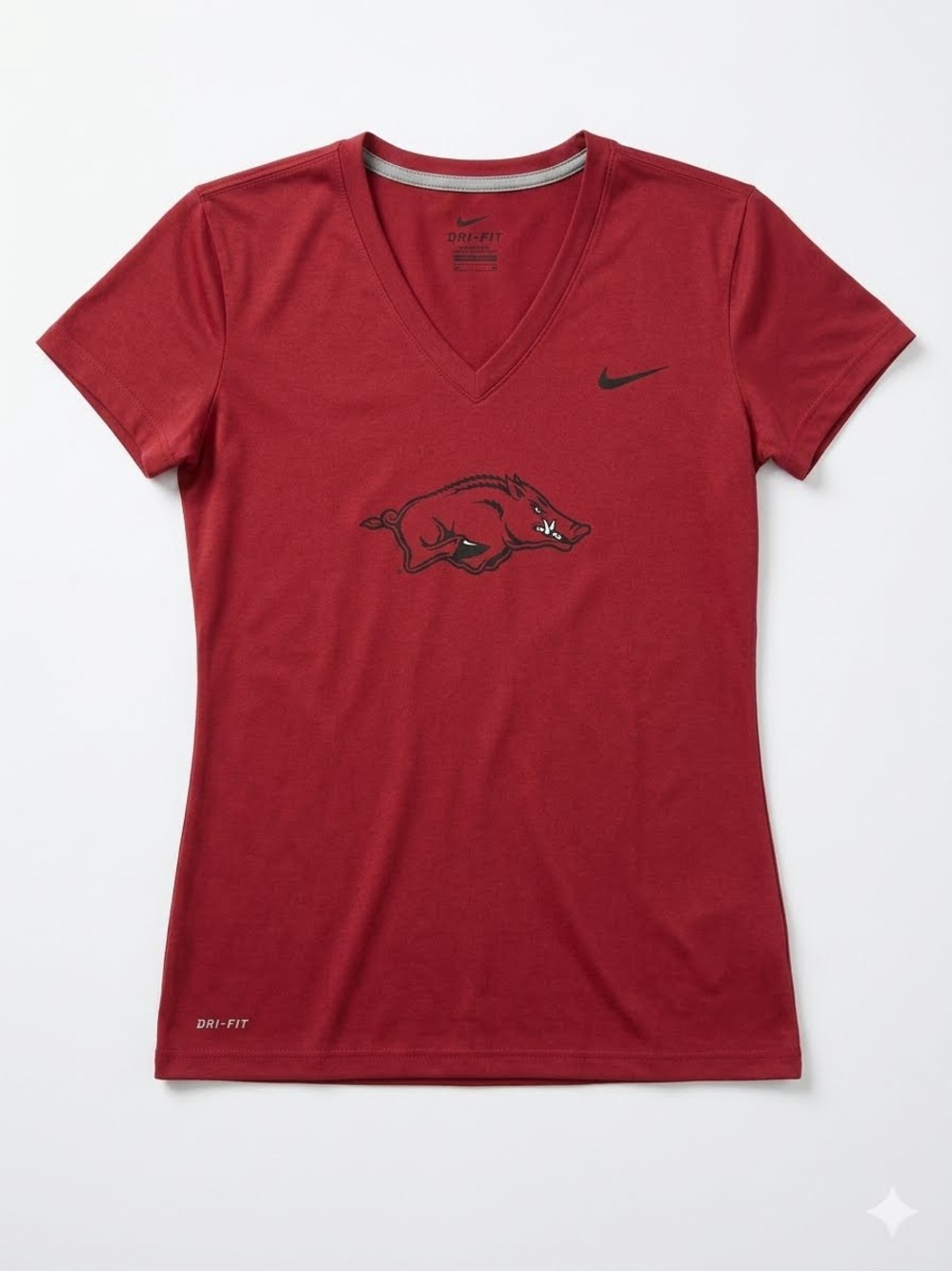 Nike Women’s Cardinal Red Dri-FIT V-Neck Arkansas Razorback Tee Small